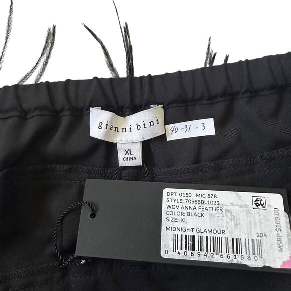 Gianni Bini Black Feather Midnight Glamour Crop Top Women's Size XL NWT  40-31-3 - Picture 2 of 6